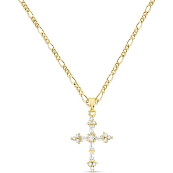 Cross Necklace for Women,Double Cross Necklace 14K Gold Plated Cross Pendant Necklace Dainty Gold Cross Necklaces for Women Trendy Small Cross Charm Necklace Simple Cute Choker Necklaces Gold Jewery